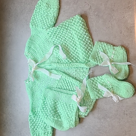 Vintage Hand Knit Baby Sweater Set - Picture 1 of 8